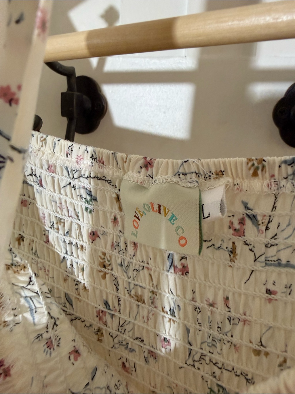 Euc Cream Floral Maxi Dress With Smocked Bodice And Matching Ribbon — image 5 of 5